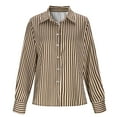 thumbnail image 5 of Lenpel Button down Shirts for Women Long Sleeve Collared Striped Business Casual Tops Trendy Work Blouses Loose Dress Shirts(Brown,XX-Large), 5 of 7