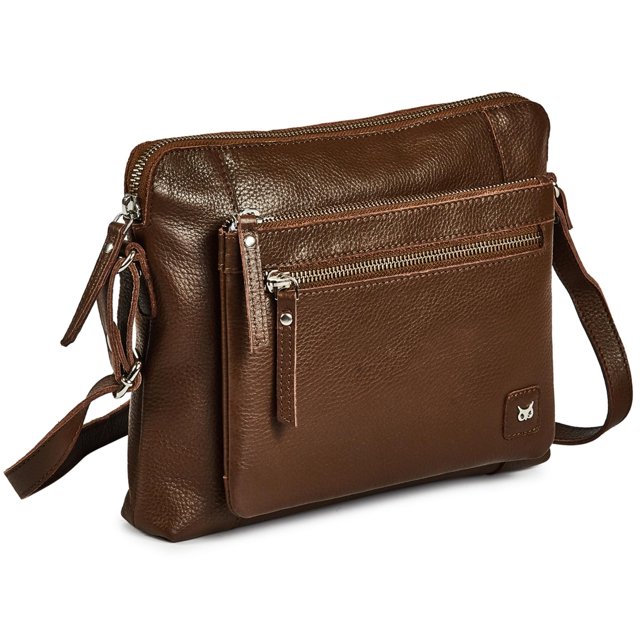 Bolso bandolera Wise Owl Accessories de cuero pequeño para mujer
