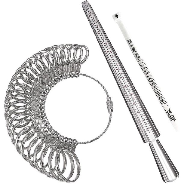 Herramienta de medición del calibrador de anillos, mandril de anillos de aluminio y medidores de dedos