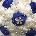 thumbnail image 3 of Advanced Customization Romantic Bride Wedding Holding Bouquet Roses with Diamond Pearl Ribbon Valentine's Day Bouquet Confession Many Colors for Choose 18cm (Ivory+Royal Blue), 3 of 5
