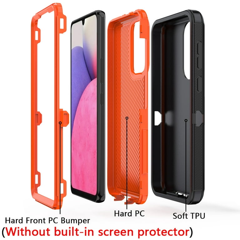 NIFFPD Galaxy A33 5G Case, Samsung A33 5G Case, Dual Layer Heavy-Duty  Rugged Shockproof Anti-Drop Protective Case for Samsung Galaxy A33 5G  Black&Orange 