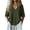 Army Green18, variant on Summer Tops V Neck 3/4 Elastic Cuff Blouse, Casual Crinkled Linen Cotton Textured Top, Loose Curved Hem Breathable Lightweight Shift Shirt Summer Tops