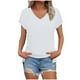 thumbnail image 1 of Tops de Manga Corta para las Mujeres Suelto Ajuste Cuello en V Manga Raglan Hendidura, Moda Blusa Sólida para el Hogar Y Diario, 1 of 8