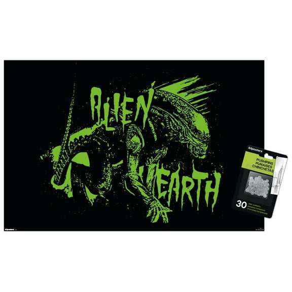Alien: Earth (2025) - Green Xenomorph Wall Poster with Push Pins, 14.725" x 22.375"