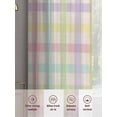 thumbnail image 6 of Green Beige Plaid Sheer Curtains 96 Inch Length 2 Panels Set Window Treatments, Farmhouse Art Checkered Rustic Rod Pocket Semi Curtains for Living Room/Bedroom/Kitchen Décor, 104"W x 96"L, 6 of 7