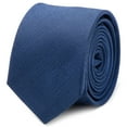 thumbnail image 1 of Ox and Bull Trading Co Mens Blue Solid Color Silk Skinny Thin Slim Neck Tie NEW, 1 of 3