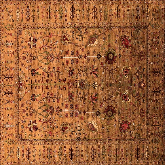 Ahgly Company Indoor Square Oriental Orange Industrial Area Rugs, 6' Square