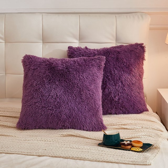 Funda de almohada decorativa LIFEREVO, 45 x 45 cm, piel sintética, color morado