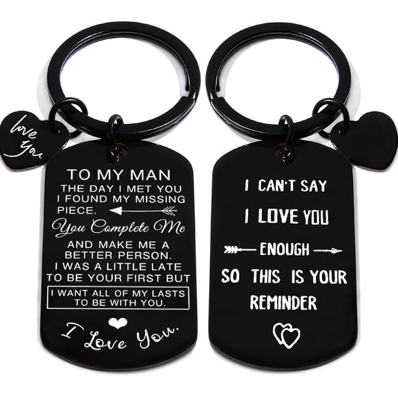To My Man Keychain Gift for Boyfriend: Key Chains for Him Men Husband Couples - Christmas Birthday Valentines Day