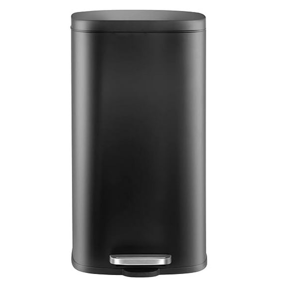 Stainless Steel Trash Can 13.2 Gal, Step Waste Bin with Lid & Inner Bucket, Soft-Close Kitchen Dustbin for Bathroom, Bedroom, Home - Black