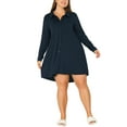 thumbnail image 1 of Camisa de noche cómoda de manga larga para mujeres de tallas grandes Agnes Orinda para el Día de la Madre, pijamas 3X azul marino, 1 of 7