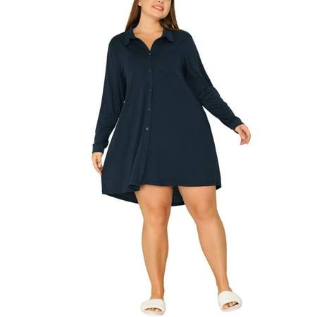 

Unique Bargains Women s Plus Size Nightshirt Button Down Pajama Dress Sleepwear