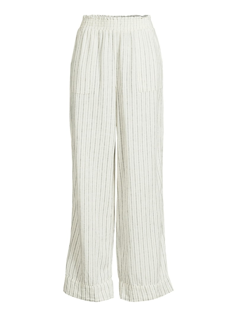 Time and Tru Women's Linen Blend Pants with Smocked Waist
