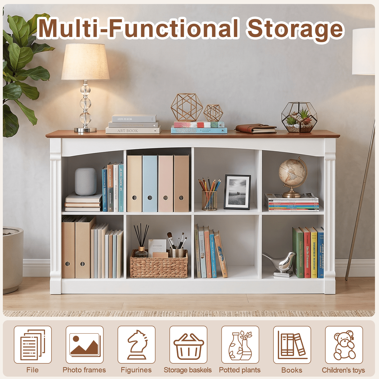 Leumius 8-Cube Storage Organizer,2-Tier Cube Bookcase Open Cubby Display Shelf Unit for Living Room, Bedroom, Office