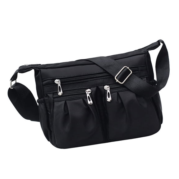 LOLIPPYY Stylish Black Crossbody Shoulder Bag with Adjustable Strap and 3 Exterior Pockets for Everyday Use