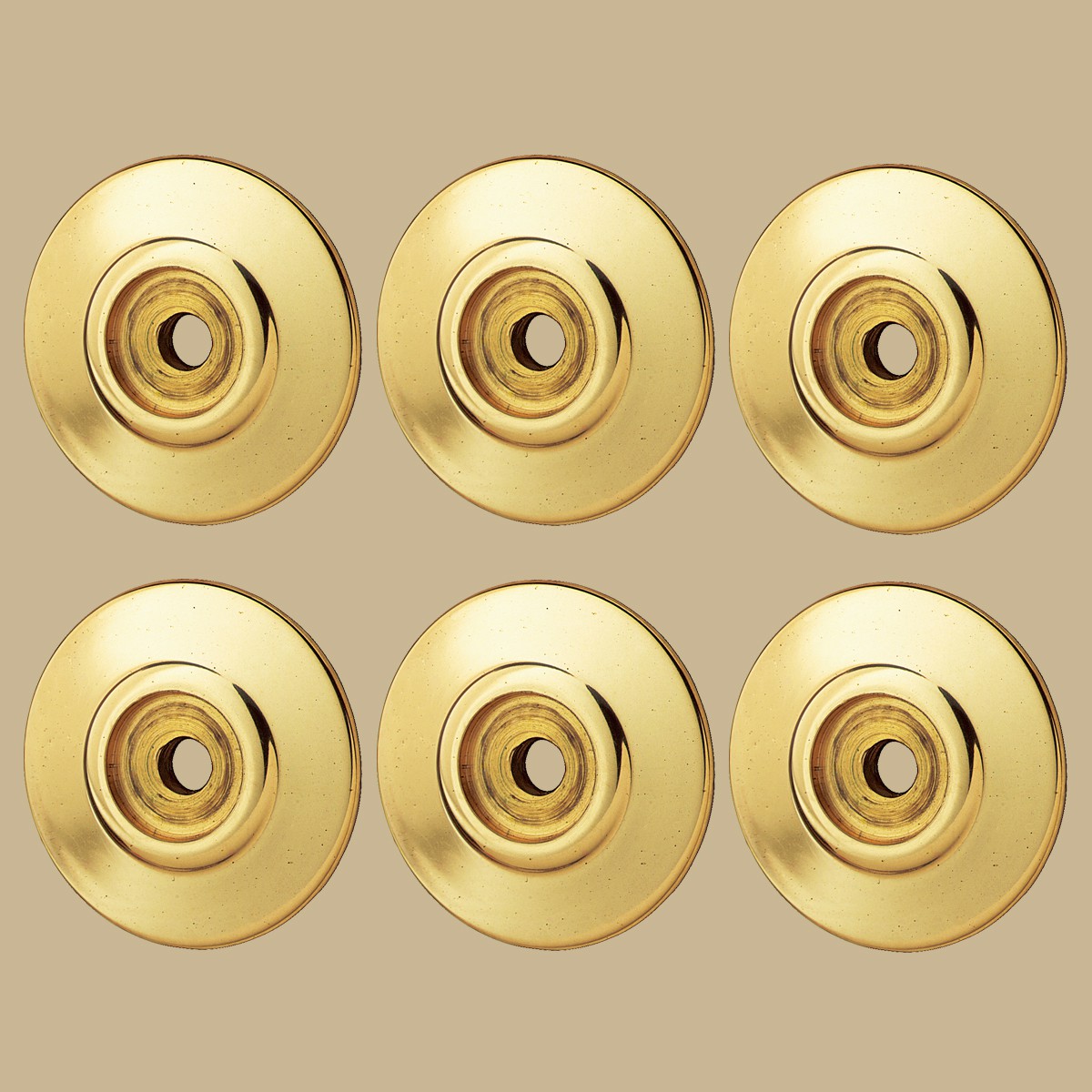 Kitchen Cabinet Door Knob Rosette Bright Brass 1.25" Dia. Round Decorative Brass Door Knob Escutcheon Back Plate Protective Tarnish Resistant Rose Covers Renovators Supply Pack of 6