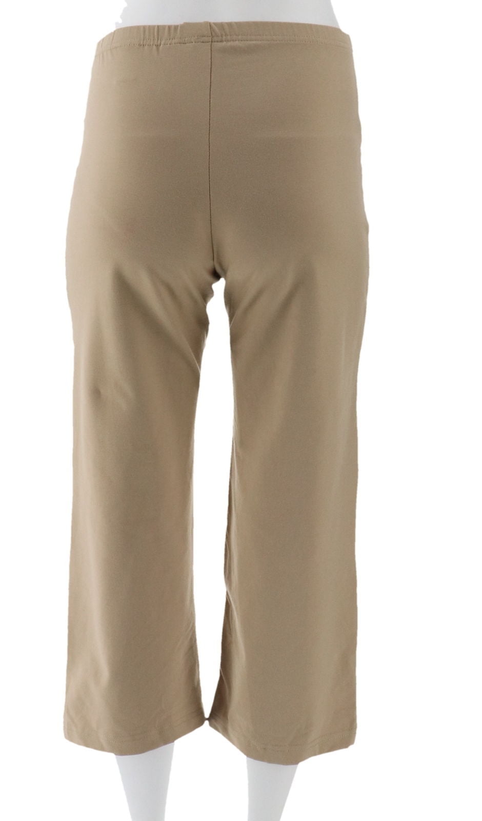 Women with Control Straight Pull-On Knit Crop Pants Stretch White 1X NEW A200215