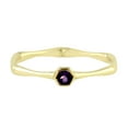 thumbnail image 3 of KIRAN FINE JEWEL Bezel Hexagon Purple Amethyst Stackable Ring Yellow Gold Plated 925 Sterling Silver Wedding Band Ring Statement Jewelry Gift For Her, 3 of 5