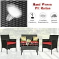 thumbnail image 6 of Costway 4PCS Patio Rattan Furniture Set Cushioned Sofa Coffee Table Backyard Porch Red, 6 of 12