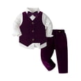 thumbnail image 3 of Guluxicc Kids Boys 4 Piece Sets Velvet Suit Set Vest Dress Shirt Pants and Bow Tie Kids Formal Performance Outfit 0-10 Years, 3 of 9