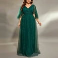 thumbnail image 4 of Drses‌‌ ‌‌‌‌‌‌‌‌‌‌‌‌‌‌‌‌‌‌‌‌‌‌‌‌‌‌‌Elegant Plus Size Formal Dress - Long Glitter Gown with Wrap V Neck & Flared Hem for Special Occasions, 4 of 7