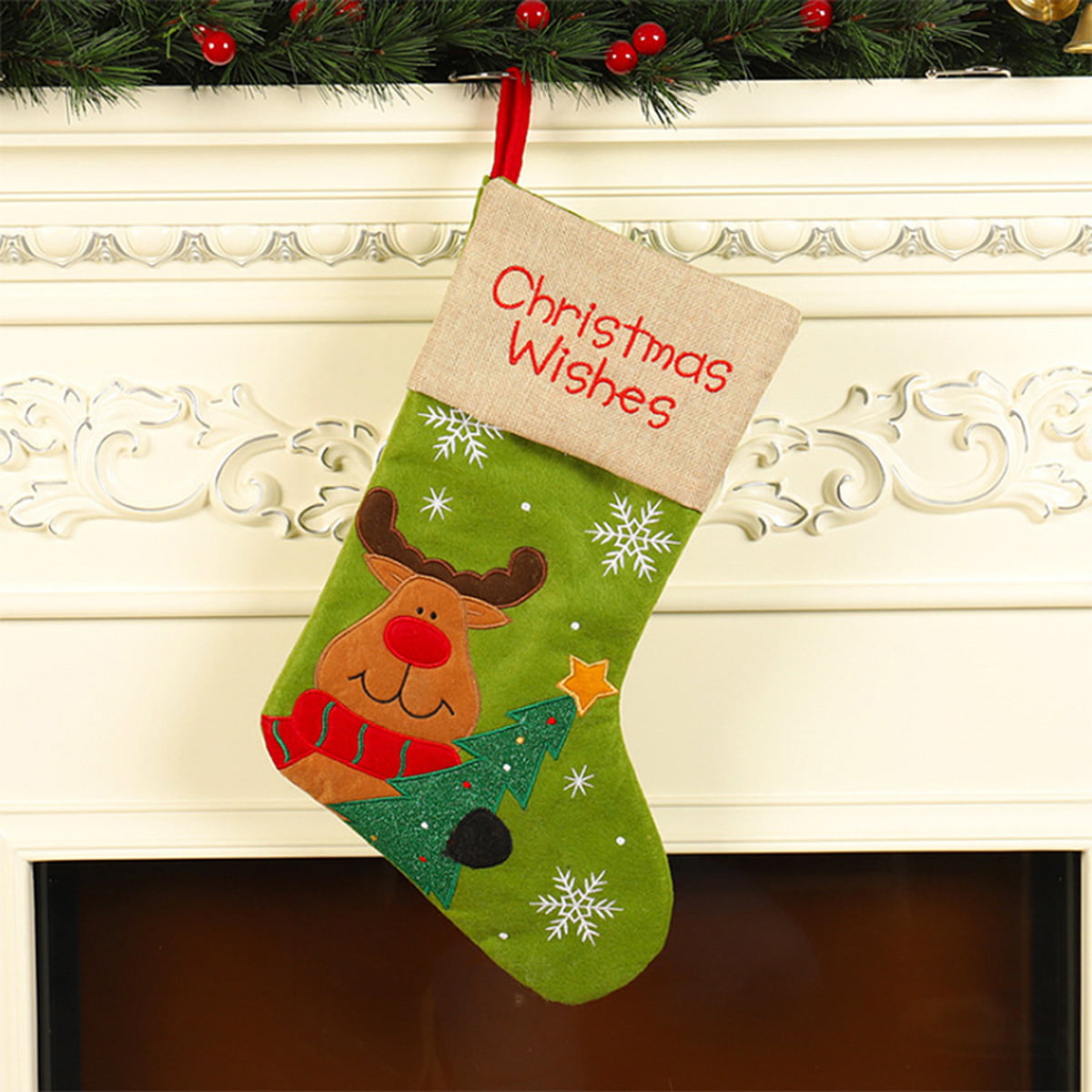 Christmas Decorations Embroidered Christmas Socks Gift Bag Walmart Com Walmart Com