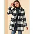 thumbnail image 3 of Abrigo De Cuadros De Invierno Doble Botonadura Solapa Con Muesca Para Mujeres Blanco Negro XL, 3 of 6