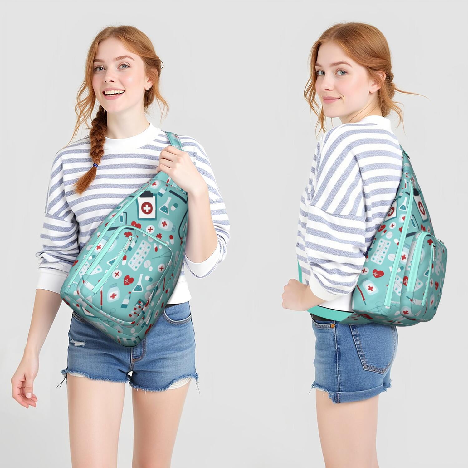 Funny Nurse Life Crossbody Sling Bag - Cute Nurse Aesthetic Waterproof Chest Pack, Lightweight Medical-Themed Shoulder Bag for Nursing Students & Healthcare Heroes (Saving Lives Every Day Design)
