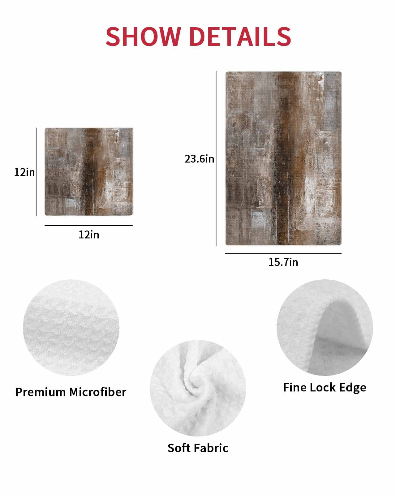 Brown Dish Towels Set, Waffle Weave Kitchen Towels 4 Pieces, Retro Oil Painting Modern Abstract Art Aesthetics Microfiber Hair Face Bath Tea Towel Absorbent Quick Drying Cleaning Dish Cloths 12"x12"