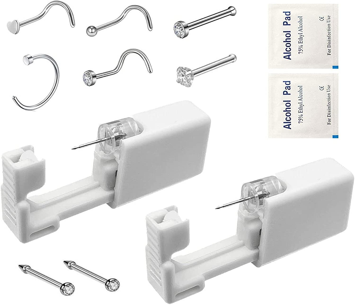2 Pack Home Nose Piercing Kit, Disposable Self Nose Piercing , Nose