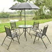 Patio Tables With Umbrellas Costway 6 Pcs Patio Garden Set Furniture Umbrella Gray With 4 Folding Chairs Table