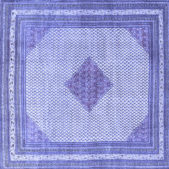 Ahgly Company Machine Washable Indoor Square Persian Blue Traditional Area Rugs, 7' Square