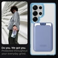 thumbnail image 6 of ELEHOLD Clear Magnetic Wallet Case For Samsung Galaxy S23 Ultra , Mag Safe Compatible Transparent Hard PC + TPU Back Shockproof Protection Case Cover with Magnetic Card Holder ,Blue, 6 of 8