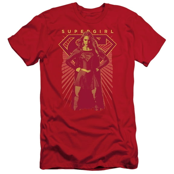 Supergirl Ready Set Adult 30/1 T-Shirt Red