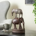 thumbnail image 2 of 9" x 16" Multi Colored Polyresin Stacked Safari Animals Sculpture with Round Base, by DecMode, 2 of 9