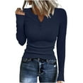 thumbnail image 2 of Resicozy Long Sleeve Henley Shirts for Women Fall Spring Ribbed Tops Casual Blouses Basics Tees Cute Solid Sweaters Navy S, 2 of 5