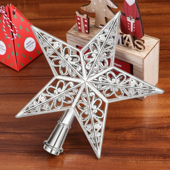 STOBOK Silver Christmas Tree Star Ornament Glittering Plastic Pendant for Festive Decoration