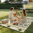 thumbnail image 4 of Beige Green Boho Outdoor Rug 3x5 Ft - Reversible Patio Rug Outdoor Camping Rugs, Vintage Ethnic Tribe Abstract Art Washable Indoor Outdoor Area Rugs, Non-Slip Outdoor Carpet Runner for Deck/Porch, 4 of 8
