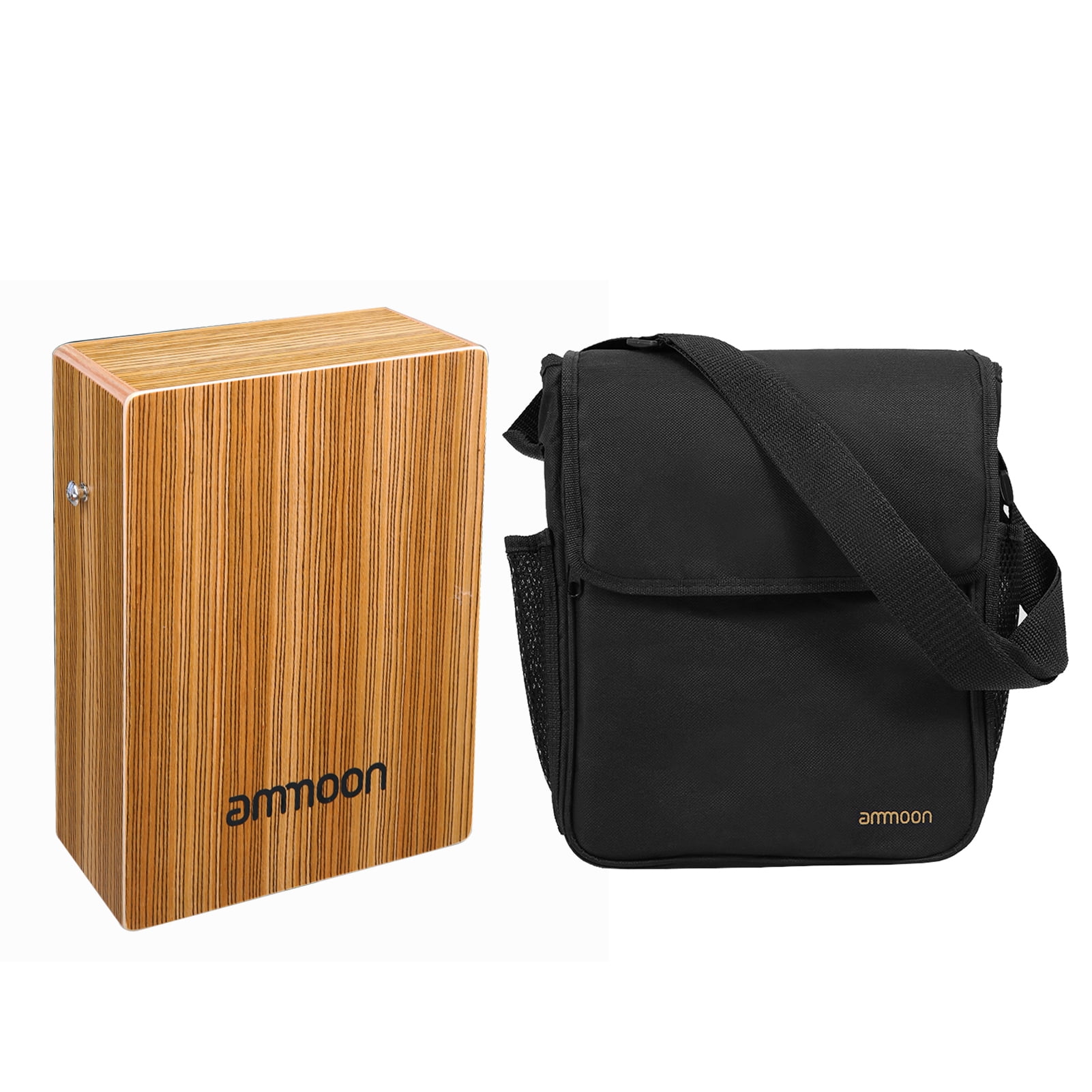 ammoon Portable Traveling Cajon Box Drum Flat Hand Drum Wooded