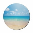 thumbnail image 1 of Ocean Mouse Pad for Computers, Dreamy Hot Tropical Sea Coast with Soft Waves and Sunny Sky Landscape Nature Life, Round Non-Slip Thick Rubber Modern Mousepad, 8" Round, Cream Blue, by Ambesonne, 1 of 2