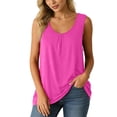 thumbnail image 2 of Asxite Tank Tops for Women Plus Size Sleeveless Solid Color Round Neck Pleated Wide Strap Casual Blouse, 2 of 7