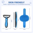 thumbnail image 6 of Double-Sided Pet Grooming Rake - 4-in-1 Professional Pet Grooming Kit, Deshedding Dematting Tool for Dogs, Cats, Extra-Wide Grooming Brush & Deshedder Comb for Long and Short Haired Pets (4PCS Blue), 6 of 14
