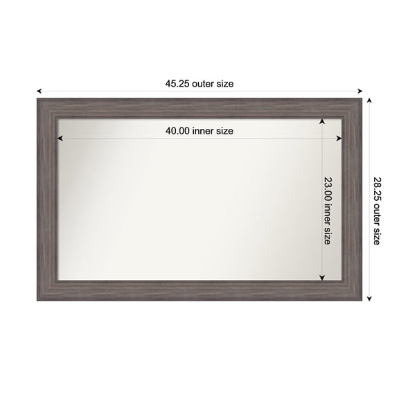 Amanti Art Custom Wall and Bathroom Mirror (28.25 x 45.25 in.), Country Barnwood Frame