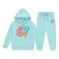 thumbnail image 4 of Boys Sweatsuit Cartoon Six Seven Print Hoodies Jogger Pants Casual Warm Hop Pullover Playful Girls 2 Piece Outfits 12-13 Y, 4 of 7