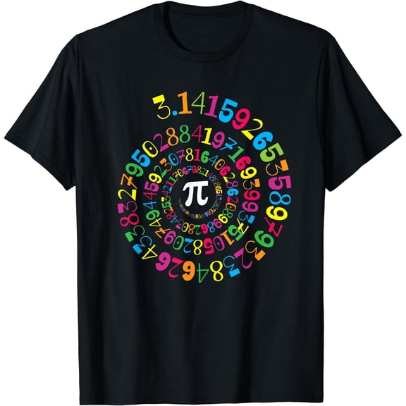 Pi Spiral Novelty Math Geek 3.14 Pi Day T-Shirt Black Medium