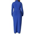 thumbnail image 3 of Agnes Orinda Women's Plus Size Basic Maxi Dresses Turtleneck Long Sleeve Bodycon Party Long Pencil Dress 3X Royal Blue, 3 of 5