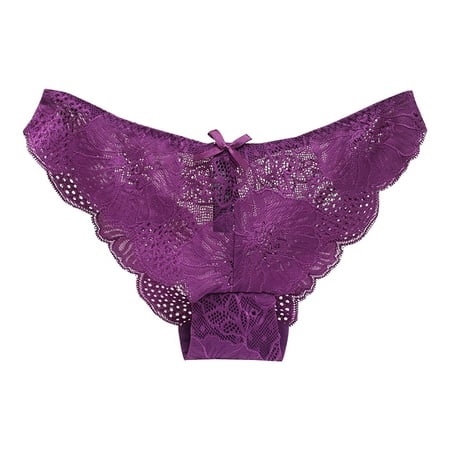 Clearance!Uooqdmx Womens Underwear Cotton Underwear for Women Sexy Bottom M-xl Breathable Transparent Mesh Cotton Lace Crotch Ladies Underwear Panties Purple XL