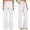 White, variant on Womens Straight Leg Linen Style Pants, Drawstring Waist Loose Fit Casual Summer Beach Trousers with Pockets Camel 3XL