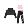 thumbnail image 3 of Fldy 3 Pcs Dance Suit for Girls Long Sleeve Hoodie Sweatshirts Sleeveless Tank Top with Legging Set Pink 6, 3 of 5