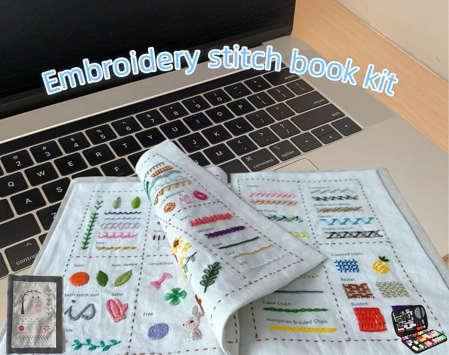 DIY Embroidery Stitch Book Kit, Portable All Scenario Embroidery Stitch Book & Sewing Kit, Embroidery Practice Book for DIY and Sew Enthusiast